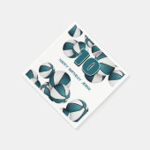 ティール(緑がかった色)ホワイトバスケット男の子の女の子スポーツパーティー スタンダードカクテルナプキン (角)