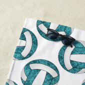 ティール(緑がかった色)ホワイトバレーボールスポーティパーソナライズされた女 ビーチタオル (インサイチュ)