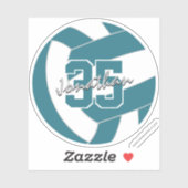 ティール（緑がかった色）ホワイトバレーボールチームの色 シール (シート)