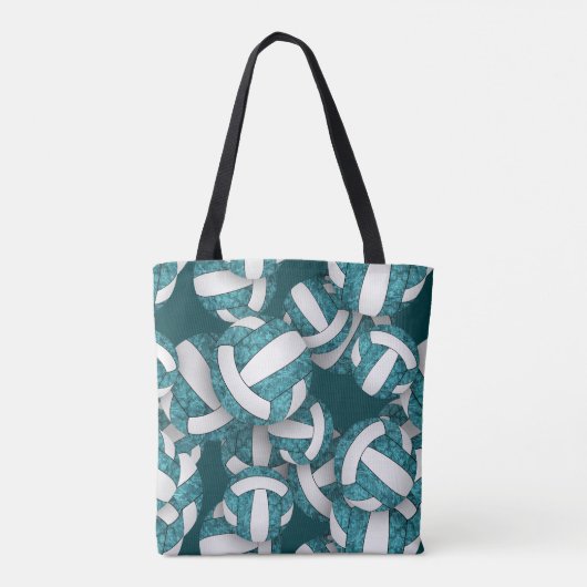 ティール（緑がかった色）ホワイトバレーボール最後のシーズンのチームギフト トートバッグ (裏面)