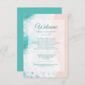 ティール（緑がかった色）ホワイトビーチ結婚海の歓迎 エンクロージャーカード (正面/裏面)