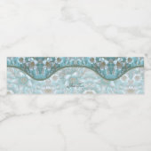 ティール（緑がかった色）ホワイトフローラウォーターボトルラベル ペットボトルラベル (シングルラベル)