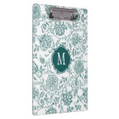 ティール（緑がかった色）&ホワイトフローラクリップボード クリップボード (右)