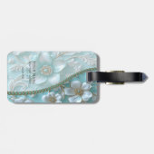 ティール（緑がかった色）ホワイトフローララゲージタグ ラゲッジタグ (裏面横)