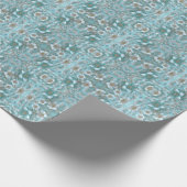 ティール（緑がかった色）ホワイトフローラ包装紙 ラッピングペーパー (角)