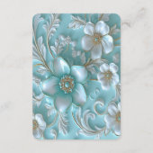 ティール（緑がかった色）ホワイトフローラ詳細エンクロージャカード エンクロージャーカード (裏面)