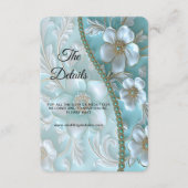 ティール（緑がかった色）ホワイトフローラ詳細エンクロージャカード エンクロージャーカード (正面)