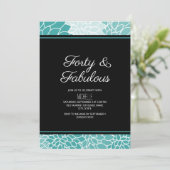 ティール(緑がかった色)ホワイトフローラ40と素晴らしい誕生日 招待状 (スタンド正面)