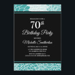 ティール（緑がかった色）ホワイトフローラ70th誕生日パーティー 招待状<br><div class="desc">ティール（緑がかった色）と白パーソナライズされたフローラ70th誕生日パーティーの女性のための招待。連絡救済カスタマイズに対応</div>