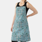 ティール(緑がかった色)ホワイトフローラ エプロン (インサイチュ)