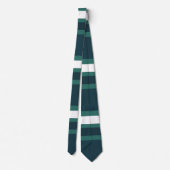 ティール(緑がかった色)ホワイトブルーチェックバッファロープレイドパターン ネクタイ (裏面)