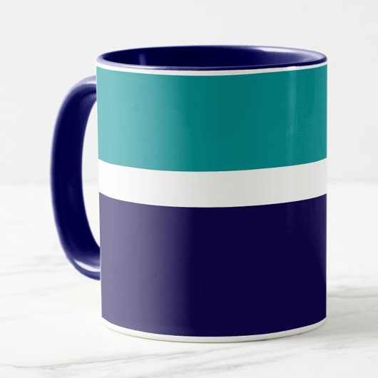 ティール(緑がかった色)ホワイトブループレーンカラーブロックデザイン マグカップ