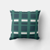 ティール（緑がかった色）ホワイトブルー市松模様にの格子模様 クッション (裏面)