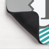 ティール(緑がかった色)ホワイトモノグラムレターFシェブロン マウスパッド (コーナー)