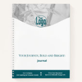 ティール（緑がかった色）ホワイトライフコーチ会社ワークショップジャーナル ノートブック (正面)