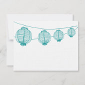 ティール（緑がかった色）&ホワイトランタンズ結婚式招待状RSVP 出欠カード (裏面)