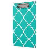 ティール(緑がかった色)ホワイトラージクローバーパターン クリップボード (左)