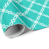 ティール(緑がかった色)ホワイトラージファンシークローバーパターン ラッピングペーパー (ロールコーナー)