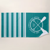 ティール（緑がかった色）ホワイトレイ航海のクハウスモノグラム ビーチタオル (正面)