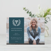 ティール(緑がかった色)+ホワイトローレルリースメディカルディグリー写真 案内状 (スタンド正面)