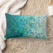 ティール（緑がかった色）ホワイト抽象芸術絵画サークルグラデーションズピロー ランバークッション (ブランケット)