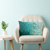 ティール（緑がかった色）ホワイト抽象芸術絵画サークルグラデーションズピロー ランバークッション (椅子)