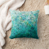 ティール（緑がかった色）ホワイト抽象芸術絵画サークルプリント枕 クッション (ブランケット)