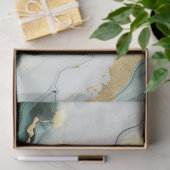 ティール(緑がかった色)ホワイト金ゴールド大理石デクページ 薄葉紙 (ギフト)