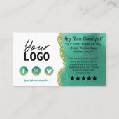 ティール（緑がかった色）·ホワイト·金ゴールド·アゲート購入ありがとうございます 名刺 (裏面)