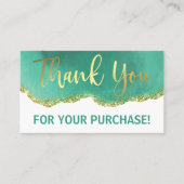 ティール（緑がかった色）·ホワイト·金ゴールド·アゲート購入ありがとうございます 名刺 (正面)