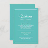 ティール(緑がかった色)ホワ結婚イトへようこそ エンクロージャーカード (正面/裏面)