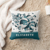 ティール（緑がかった色）ホーガーリートスポーツデコのバスケットボールパンアウト クッション (ブランケット)