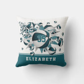 ティール（緑がかった色）ホーガーリートスポーツデコのバスケットボールパンアウト クッション (裏面)