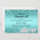 ティール(緑がかった色)ホース&キャリッジプリンセススウィート16招待状 招待状 (正面)