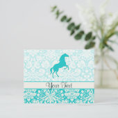 ティール(緑がかった色)ホース ポストカード (スタンド正面)