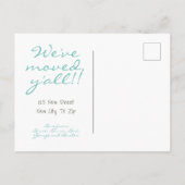 ティール(緑がかった色)ホームスウィートニューホーム – テキサス州 案内ポストカード (裏面)