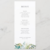 ティール（緑がかった色）ボタニカルエレガモダンントウェディング メニュー (正面)