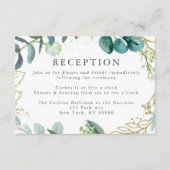 ティール（緑がかった色）ボタニカルエレガントなウェディング披露宴カード エンクロージャーカード (正面)