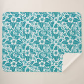 ティール（緑がかった色）ボタニカルシェルパブランケット シェルパブランケット (正面(横))