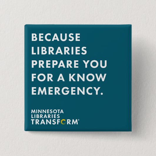 ティール（緑がかった色）ボタンを知りなさいので 缶バッジ (正面)