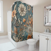 ティール（緑がかった色）ボホフラワーシャワーカーテン シャワーカーテン (インサイチュ)