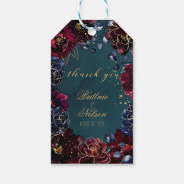 ティール（緑がかった色）ボルドーサファイアジュエルトーン結婚ズ ギフトタグ