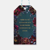 ティール（緑がかった色）ボルドーサファイアジュエルトーン結婚ズ ギフトタグ (裏面)