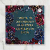 ティール（緑がかった色）ボルドーサファイアジュエルトーン結婚ズ フェイバータグ (裏面)