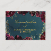 ティール（緑がかった色）ボルドー宝石トーンウェディングRSVPオンラインカード 名刺 (裏面)