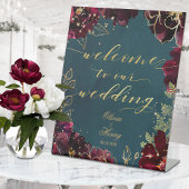 ティール（緑がかった色）ボルドー宝石トーンウェルカム結婚ズ2 台座サイン