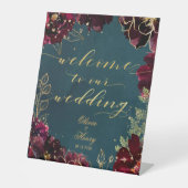 ティール（緑がかった色）ボルドー宝石トーンウェルカム結婚ズ2 台座サイン (正面)