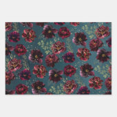 ティール（緑がかった色）ボルドー宝石トーンブルゴーンディープオニー結婚ズ ラッピングペーパーシート (正面3)