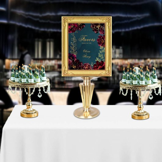 ティール(緑がかった色)ボルドー宝石トーン結婚のシンボルや象徴マット ポスター