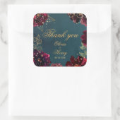 ティール(緑がかった色)ボルドー宝石トーン結婚ズありがとう スクエアシール (バッグ)